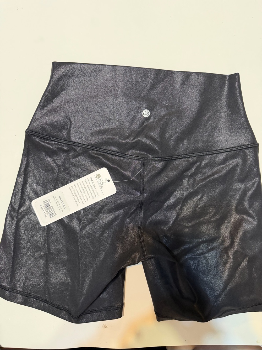 CRZ YOGA Black Shimmer High-Rise Bike Shorts